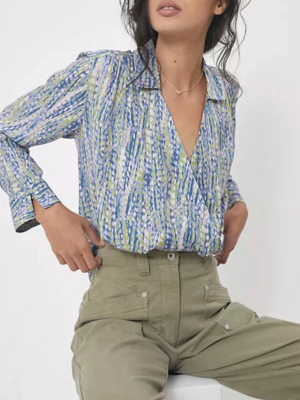 Pilcro Tisha Surplice Collared Blouse